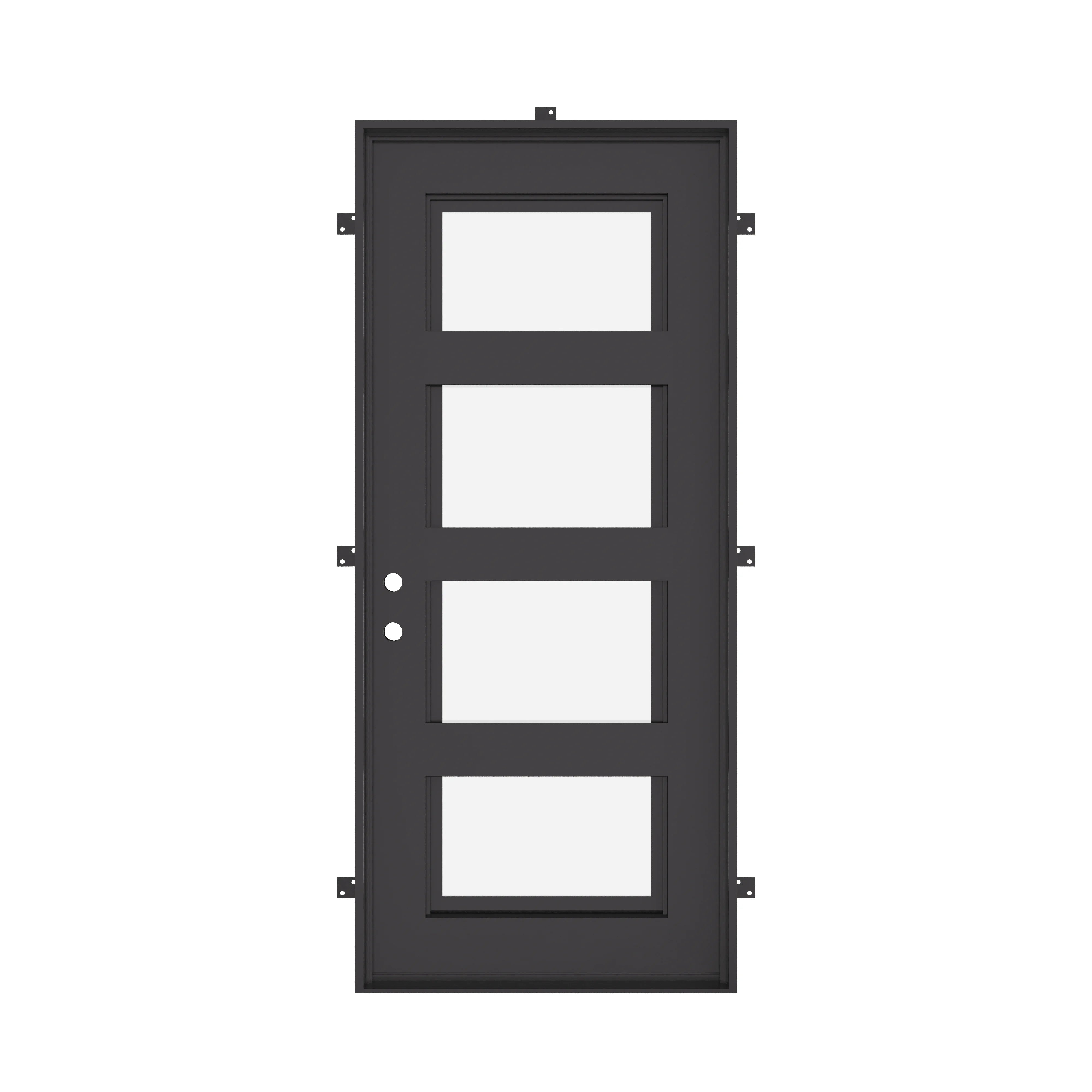 Knox Bronze color flat top single door with tempered glass center.