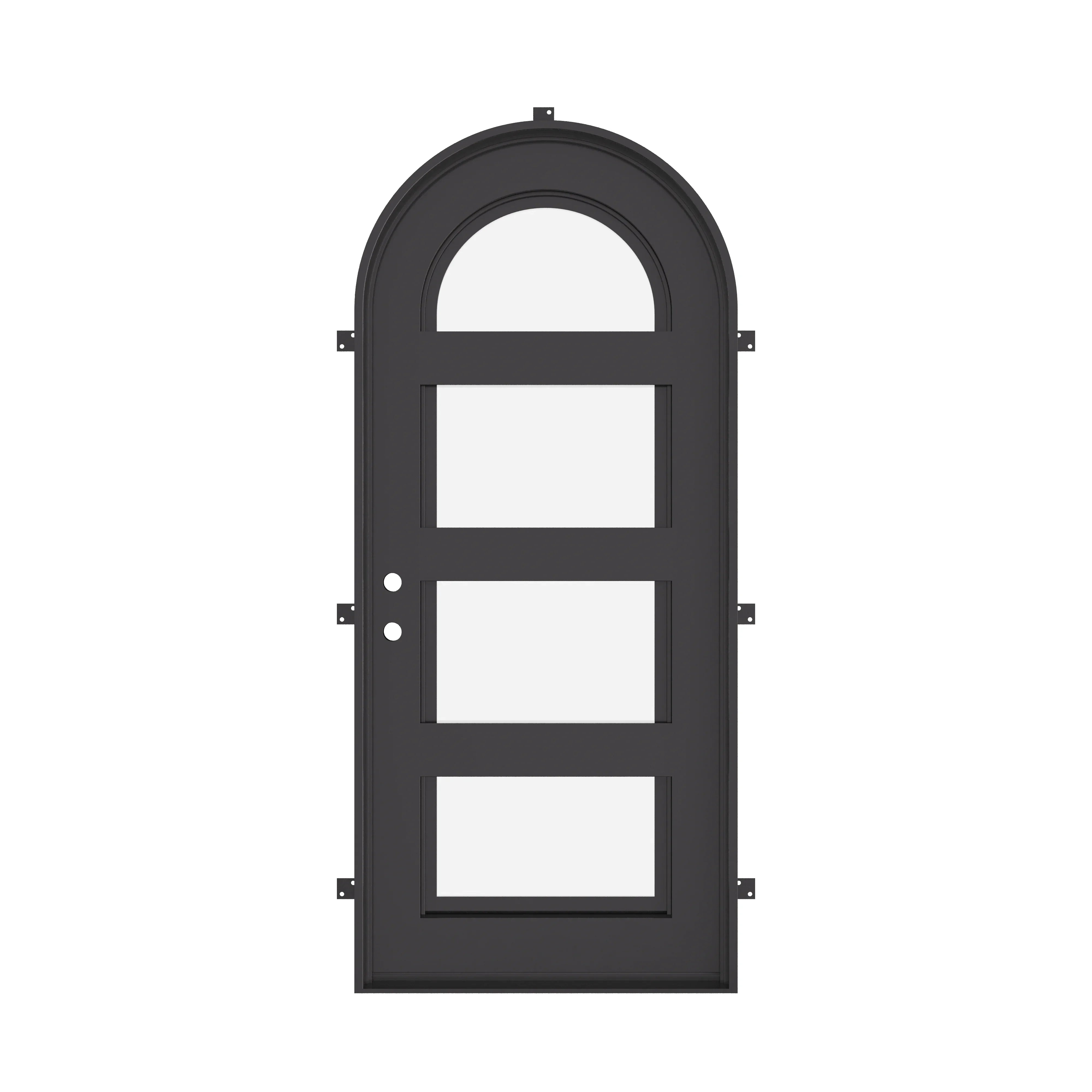 Knox thermally broken round top door with double glass in matte black.