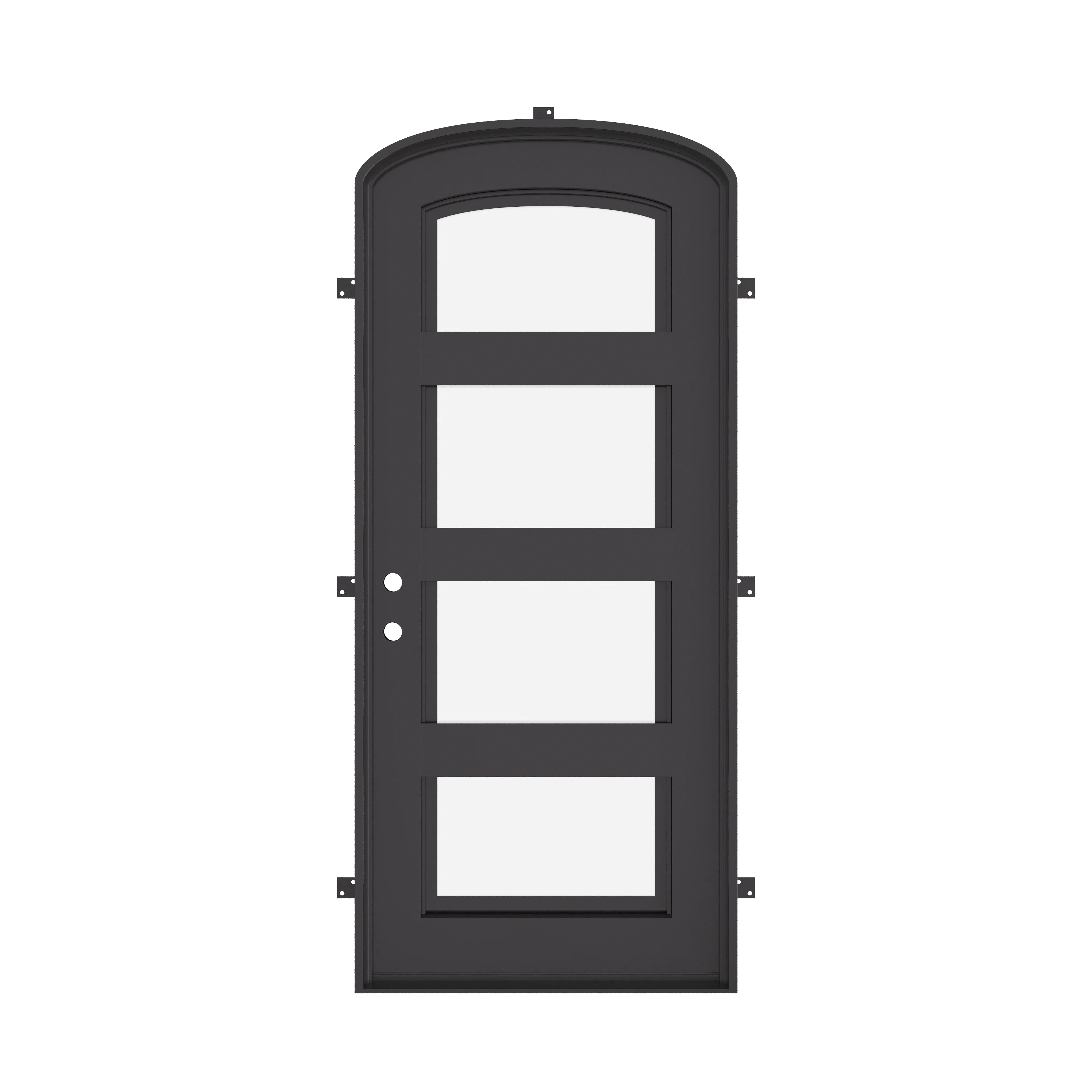 Knox bronze color exterior metal mini arch top single door with thick double glass.