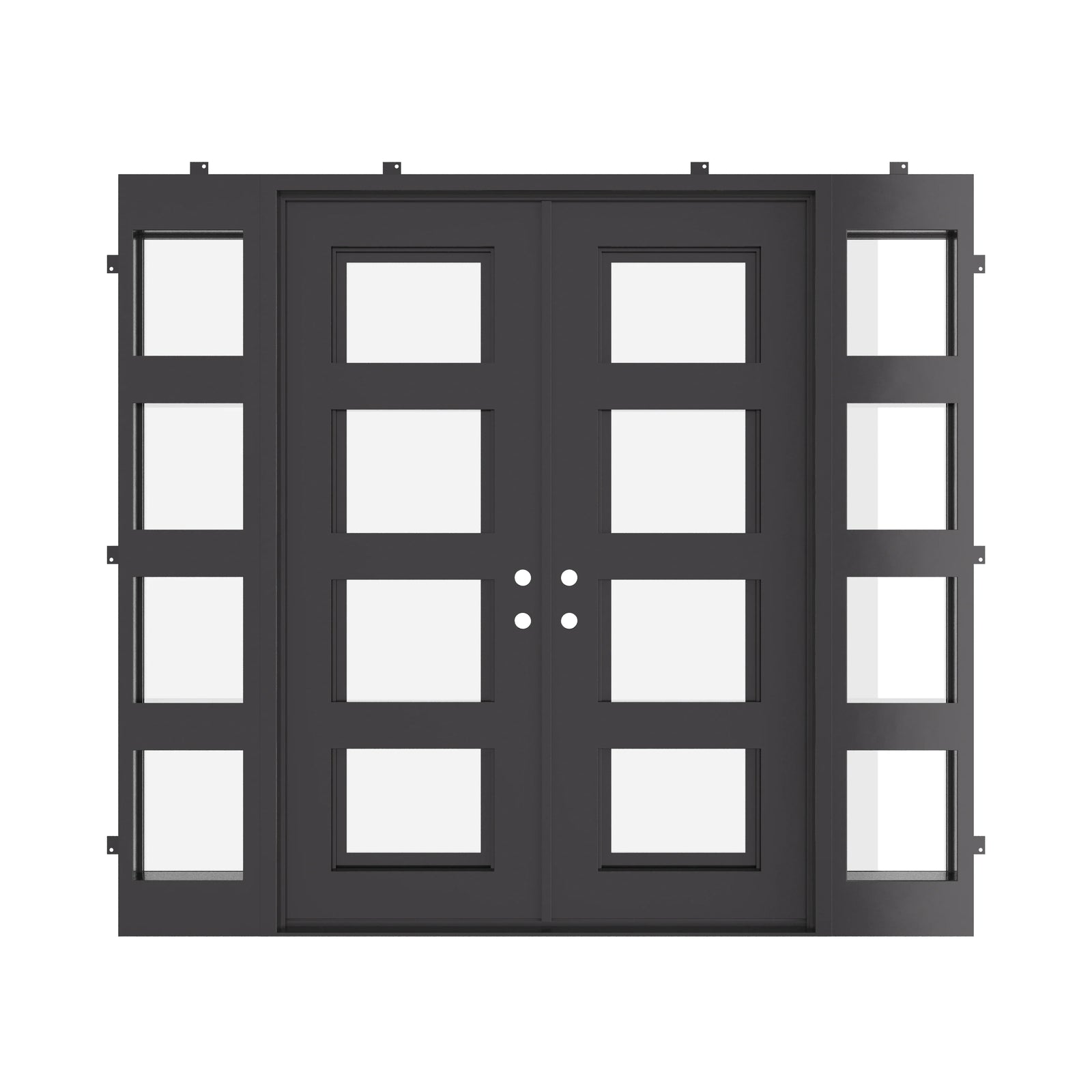 Knox contemporary steel front doors with side windows and glass panels