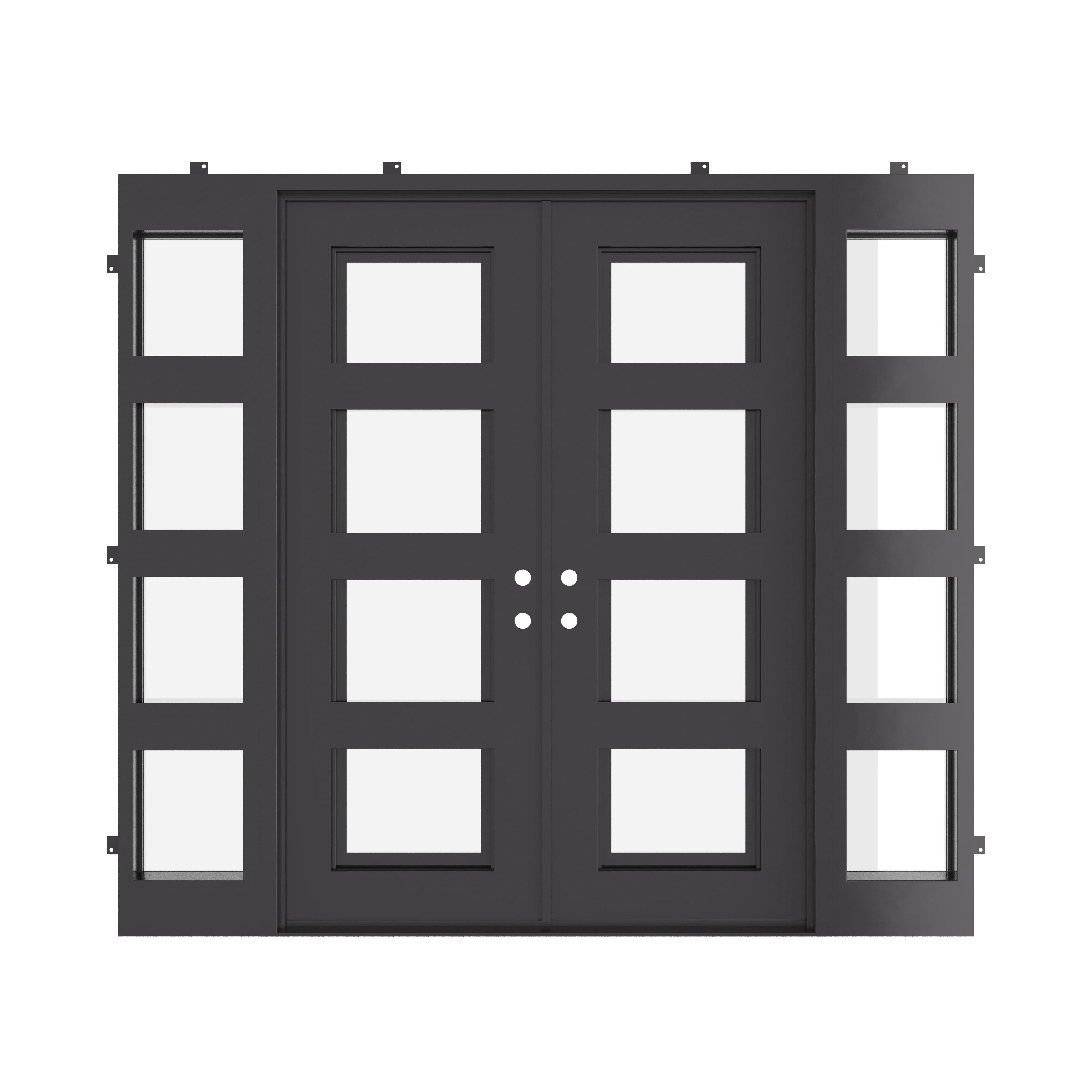 Knox contemporary steel front doors with side windows and glass panels