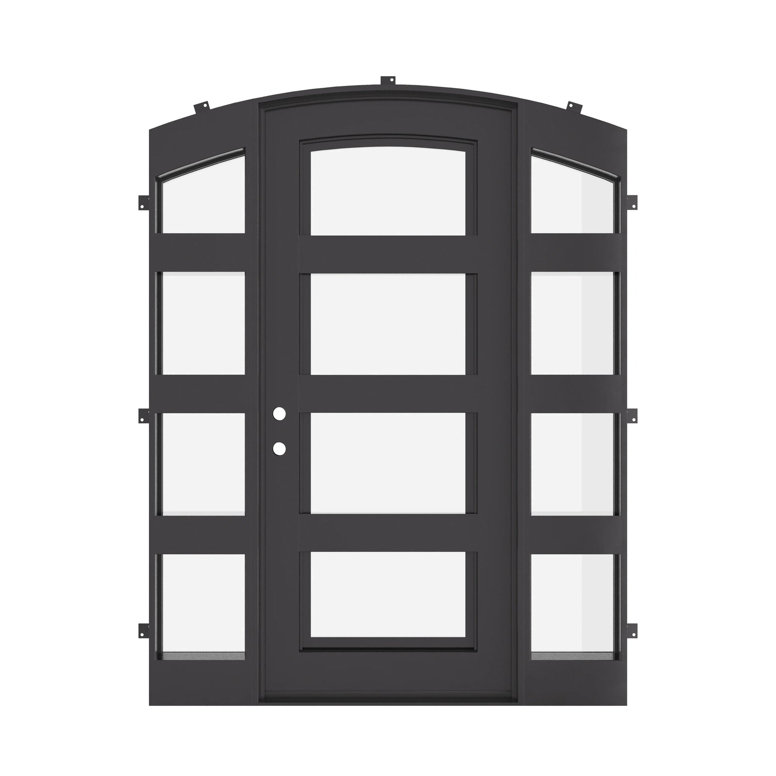 Knox contemporary single arch door with side windows in matte black
