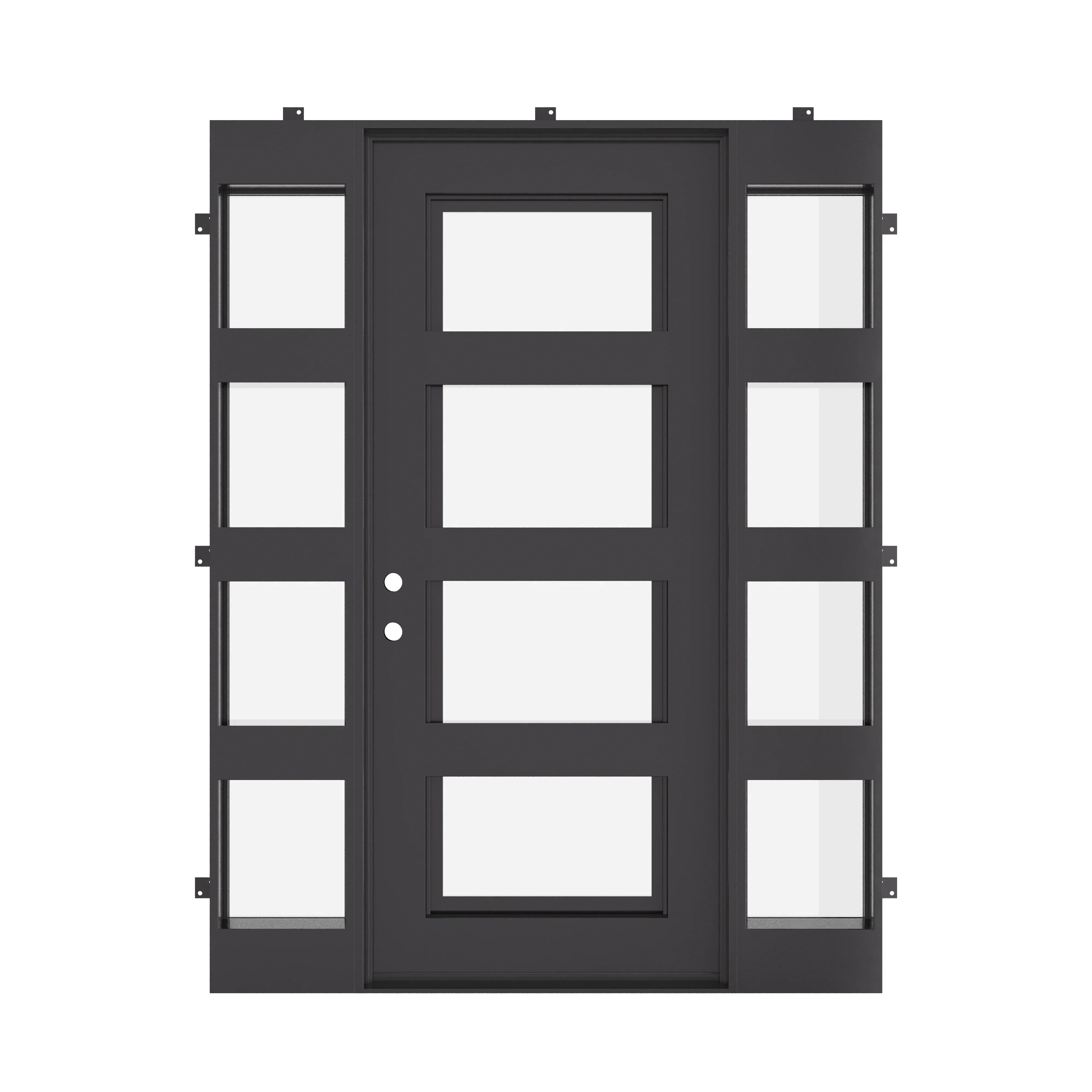 Knox single flat top patio door with sidelights for cold weather.