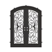Miracle bronze shaded arched design iron door with glass.