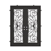 Miracle bronze color exterior iron double flat entry door with glass.