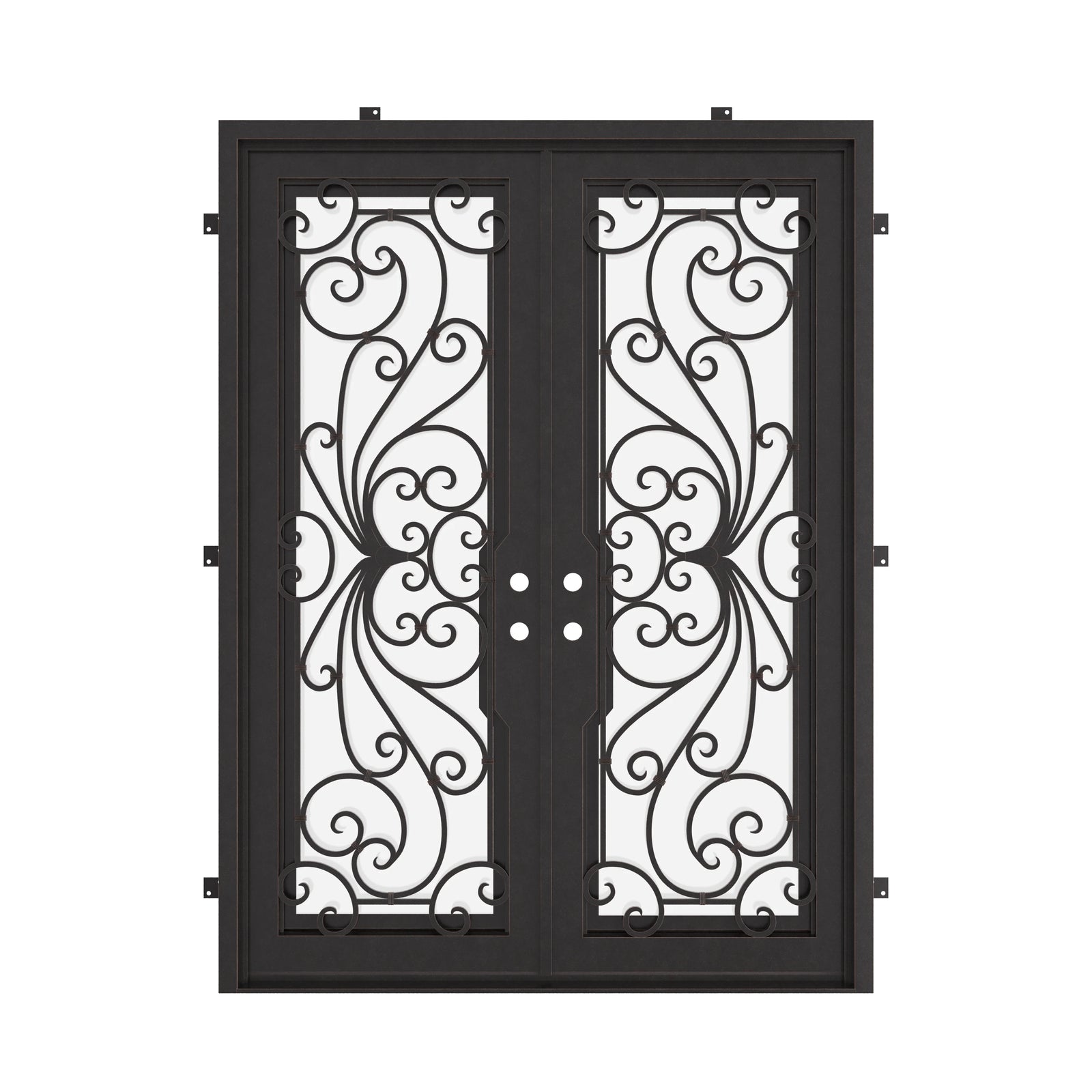 Miracle black exterior metal double square top french door with glass.