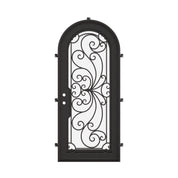 Miracle radius top door with thermal break and tempered glass in matte black color.