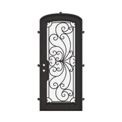 Miracle black exterior wrought iron mini arch top single door with thick double glass.