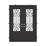 New York square top french entry door in black finish for cold temperatures.