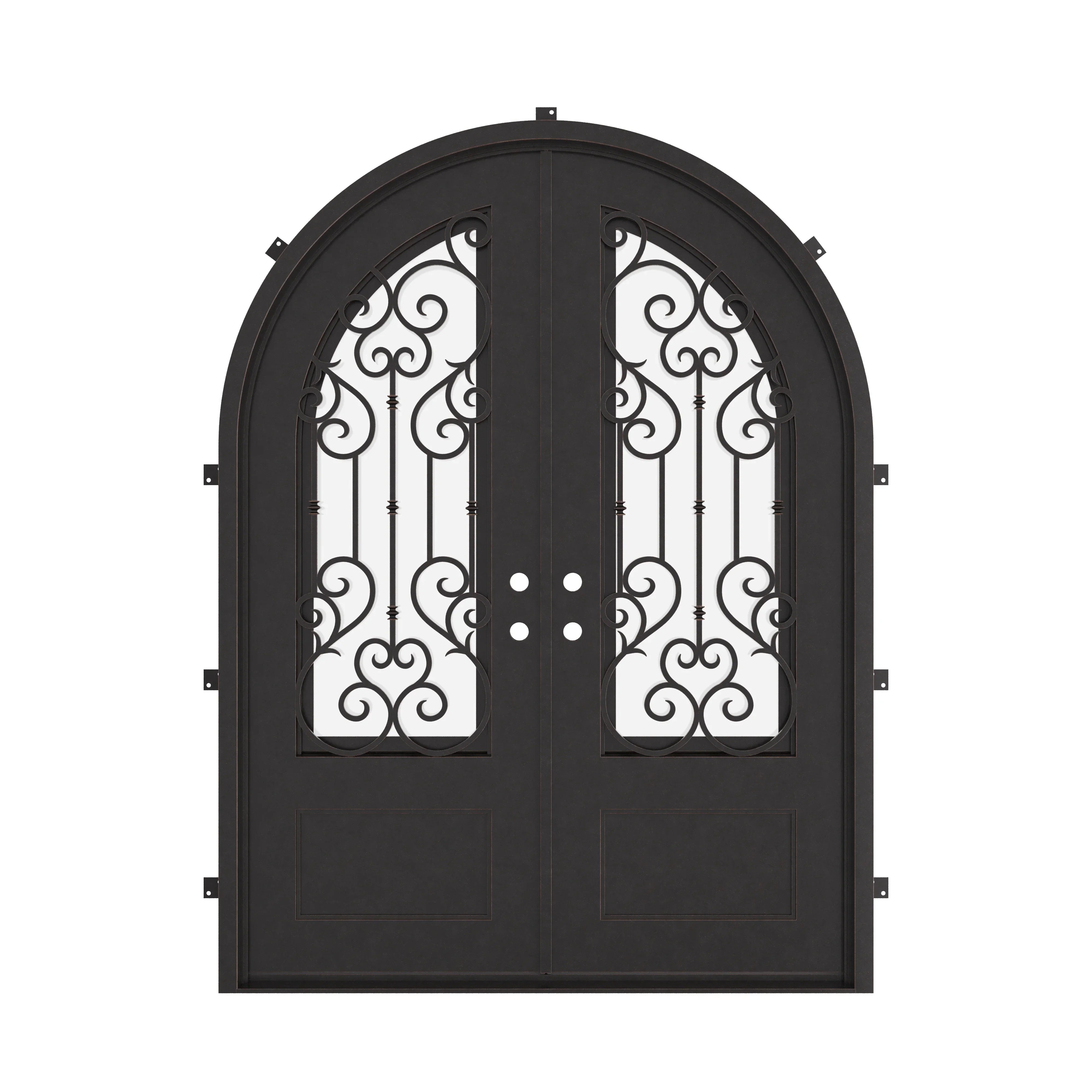 New York round top iron door in bronze color for cold weather.