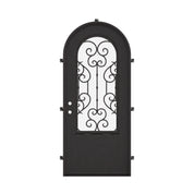 New York black cold rolled metal single full arch door with tempered glass.