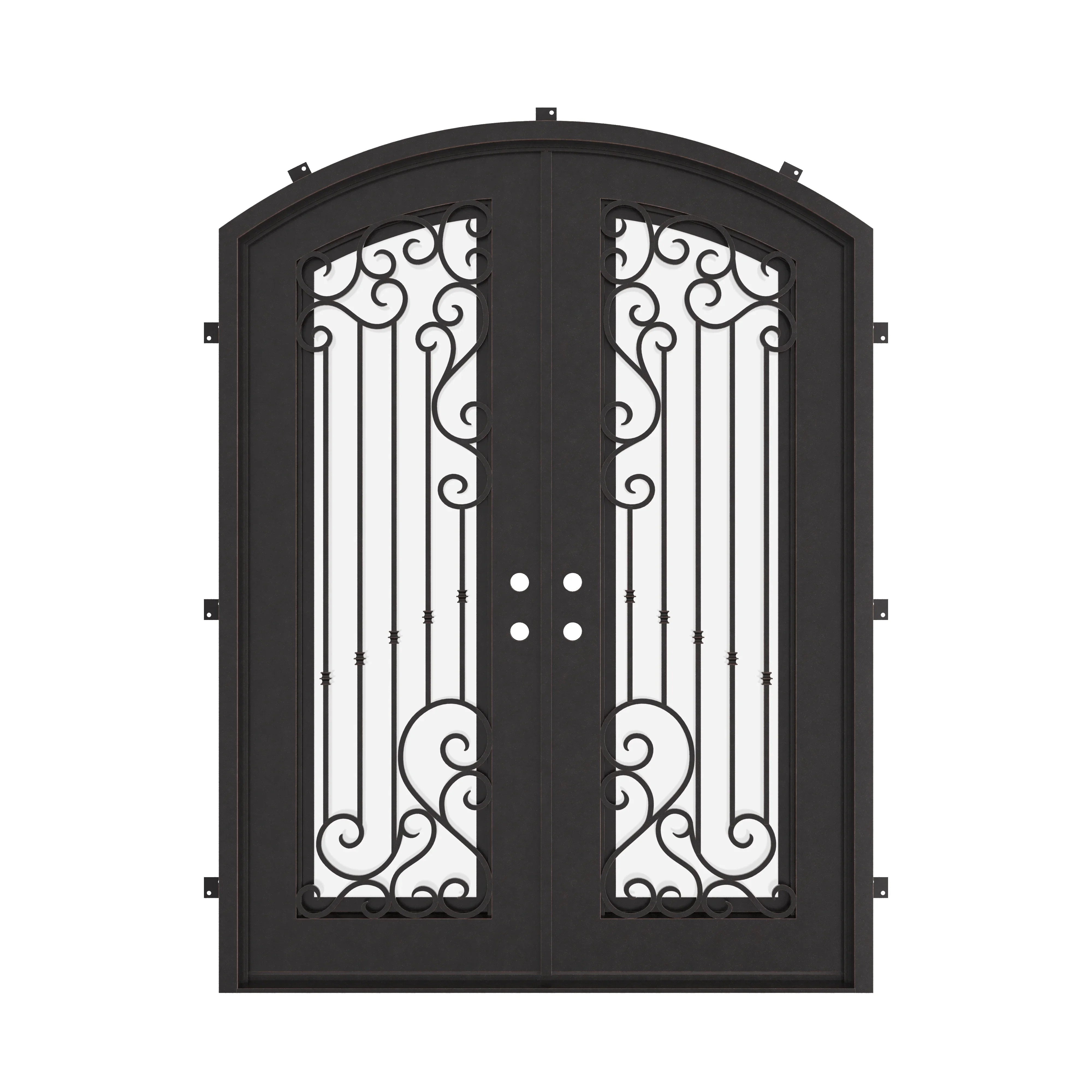 Paris double entry door with thermal break and glass in bronze.