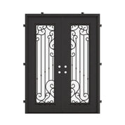 Paris bronze color iron double square top front door with glass.