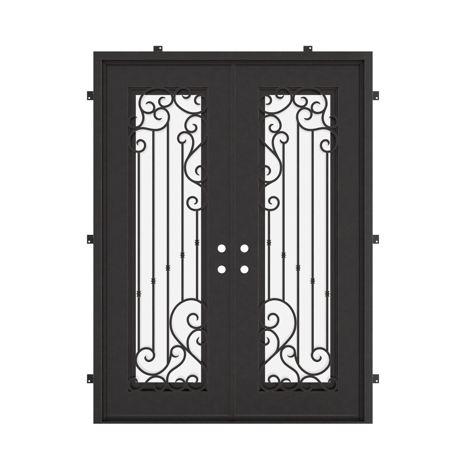Paris architectural bronze iron double square top patio door with glass.