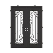 Paris architectural bronze iron double square top patio door with glass.