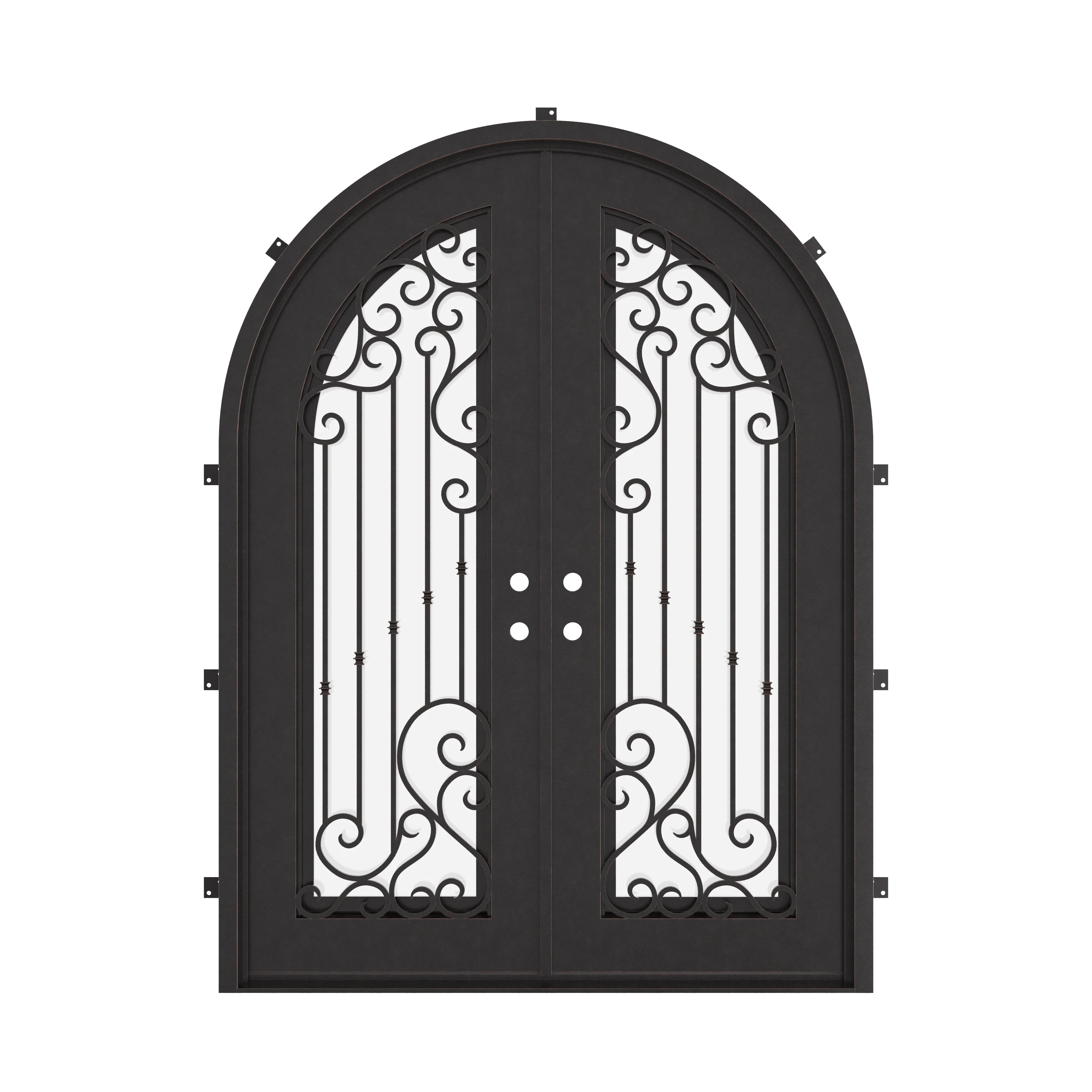Paris double full arch top french door with thick energy efficient glass.