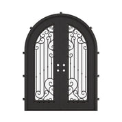 Paris round top iron french door with clear glass and thermal barrier.