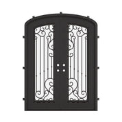 Paris double entry door with arched design in bronze finish.