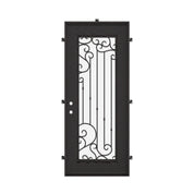 Paris Single flat top door with thick energy efficient glass and decorative scrollwork.