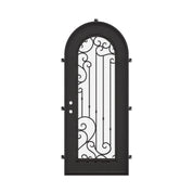 Paris round top metal door for cold weather in black color.
