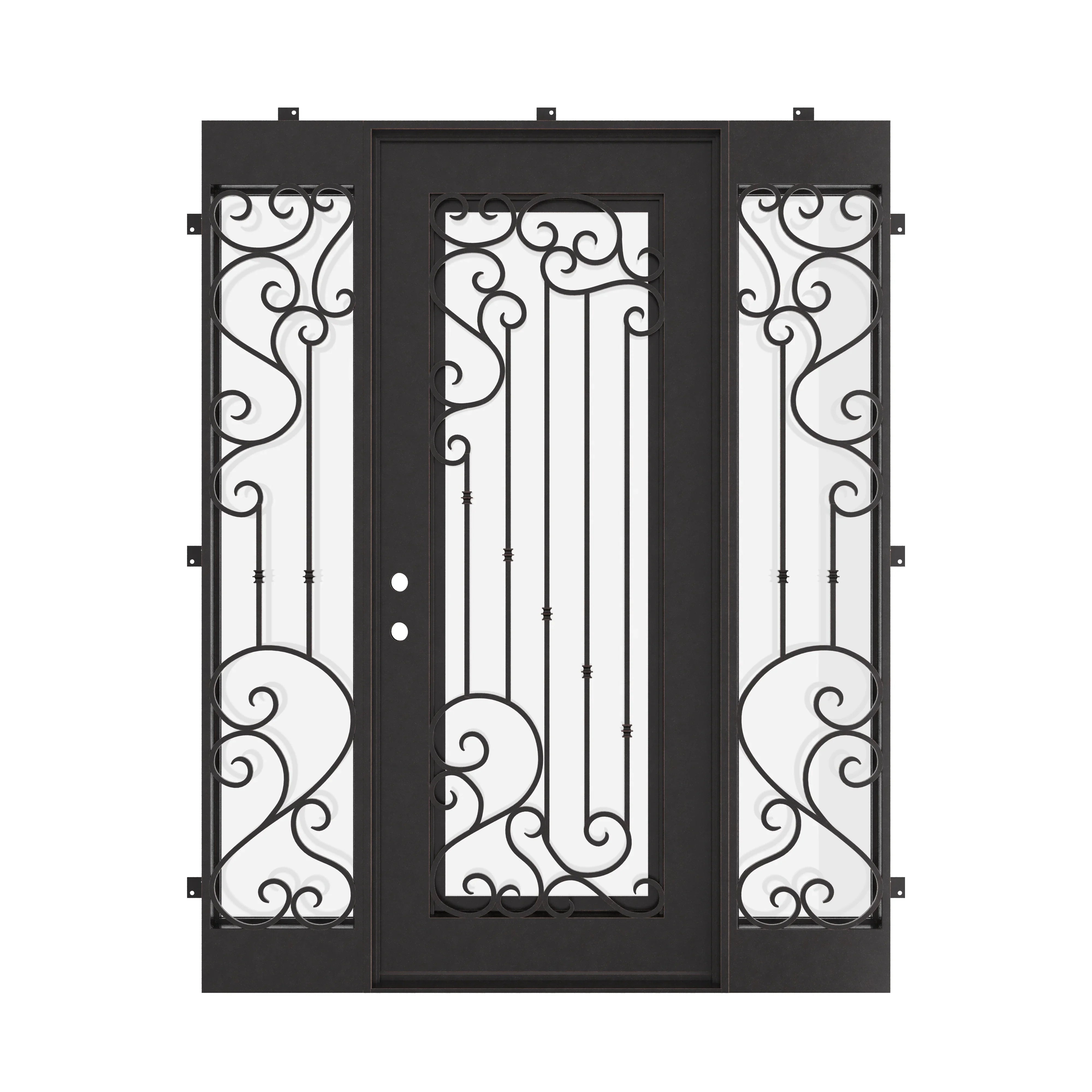 Paris thermally broken square top patio door in black with sidelights.