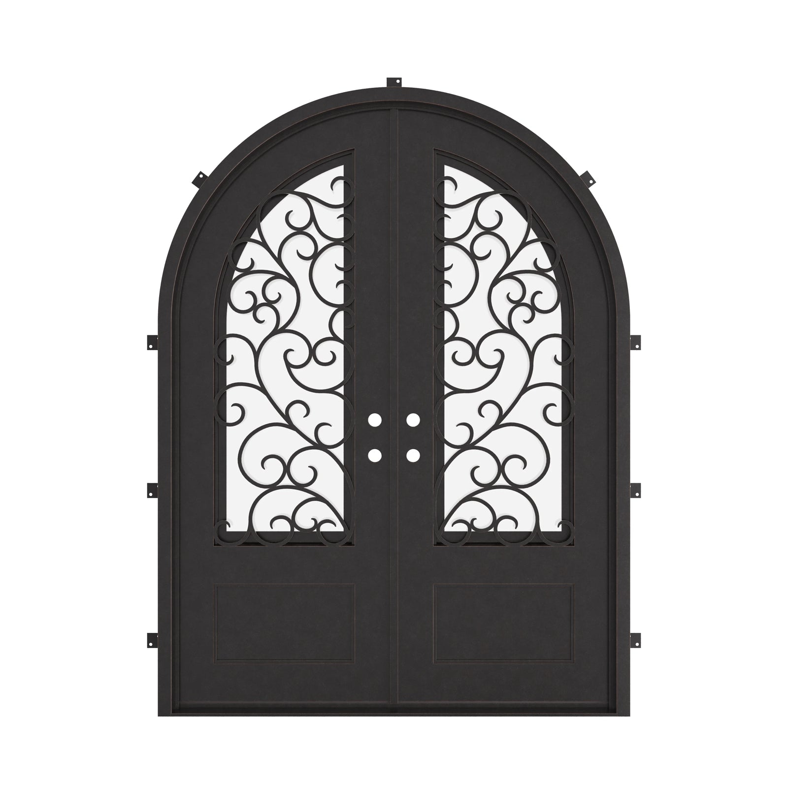 Pinkys Story steel door, double, full arch, closed