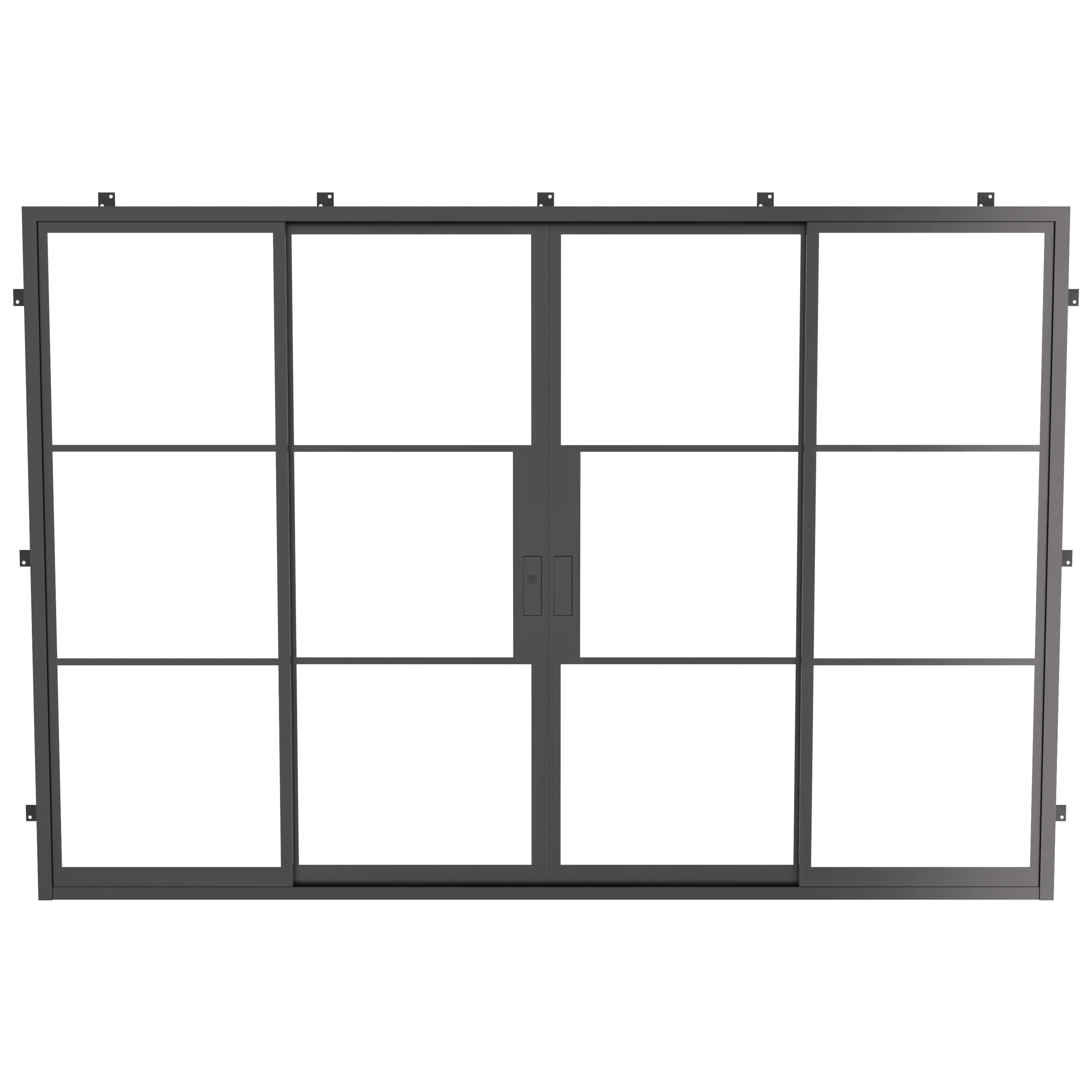 modern double sliding steel door with glass