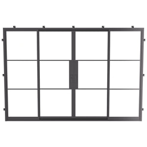 modern double sliding steel door with glass