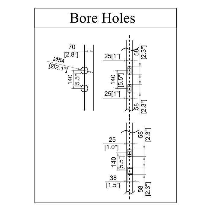 Cut Sheet Bore Hole Details for Single Steel Doors