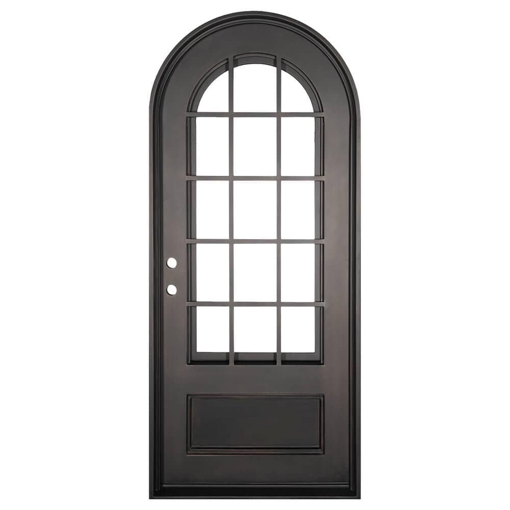 Bronx thermally broken single full arch entry door in bronze color.