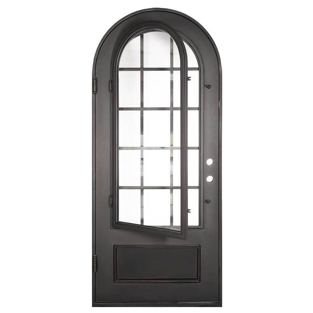 Bronx round top metal door thermally broken with efficient glass.
