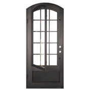 Bronx iron single door for cold climates with thick glass.