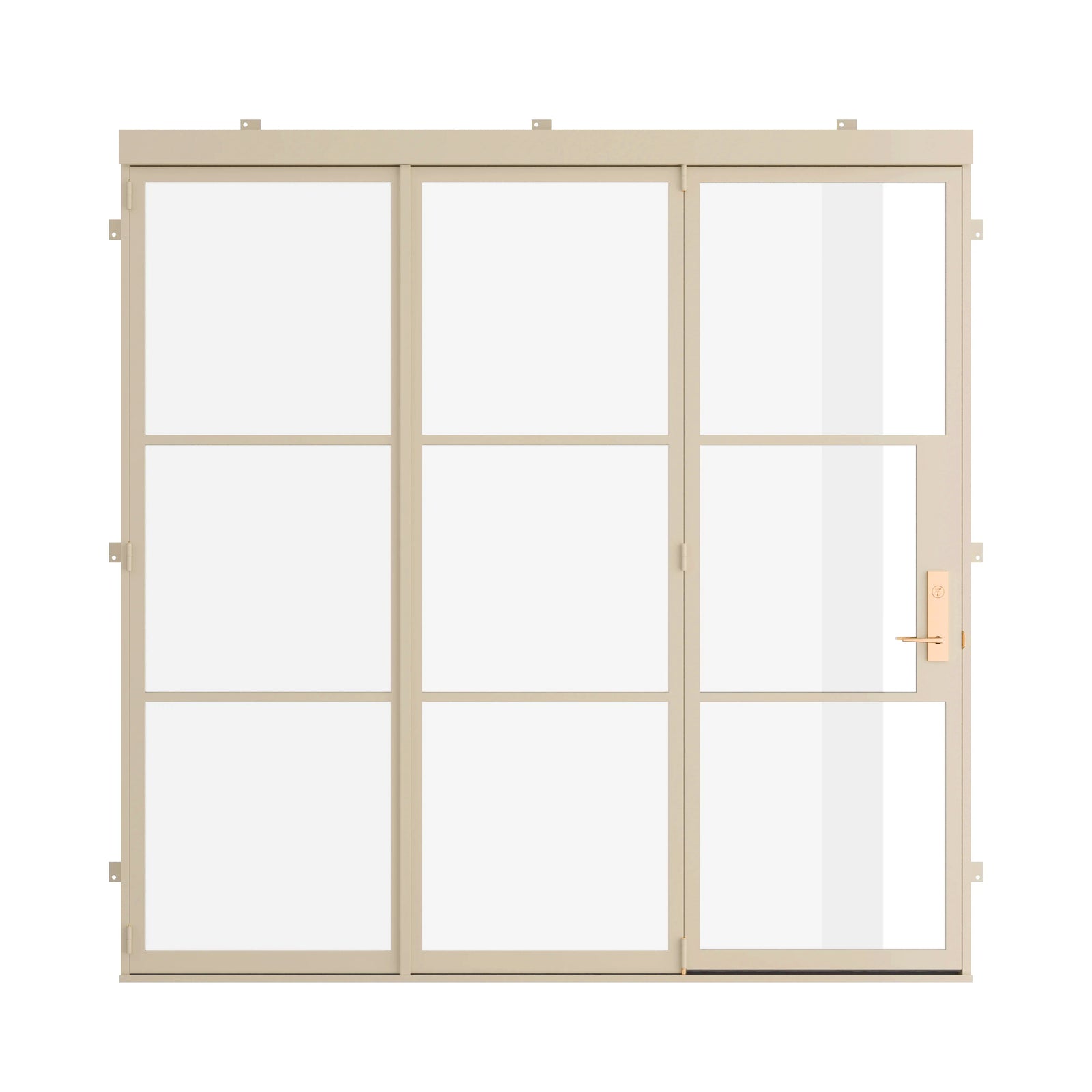 bi-fold accordion doors in casual khaki paint