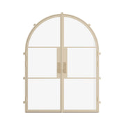 glass and steel doors with full arch top