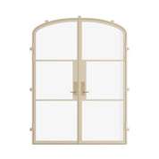 double arch top steel doors in casual khaki, closed
