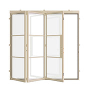 three-panel bi-fold steel doors in casual khaki
