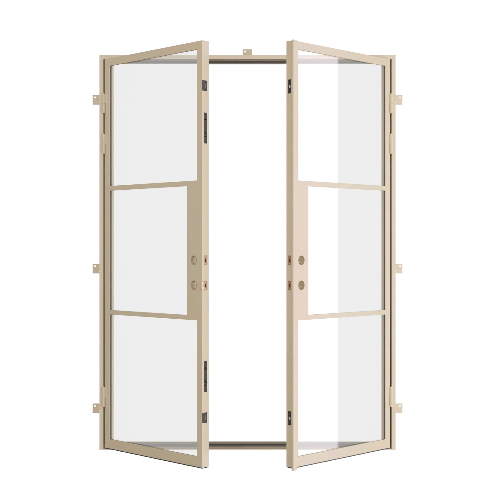 double steel doors in warm neutral