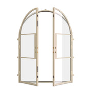 full arch top steel double doors in casual khaki