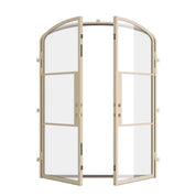 double arch top steel doors in casual khaki, open