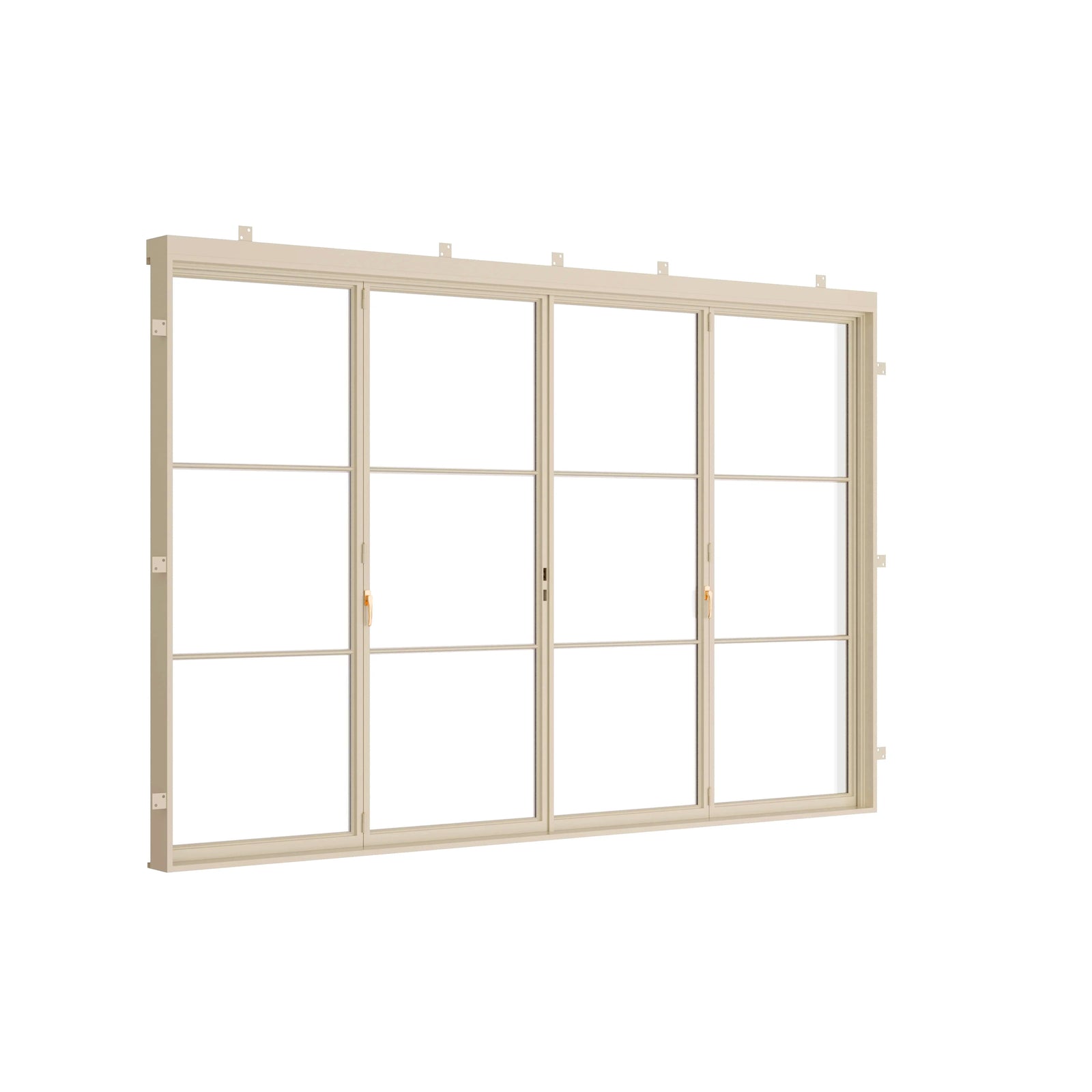 large format folding steel doors in off-white