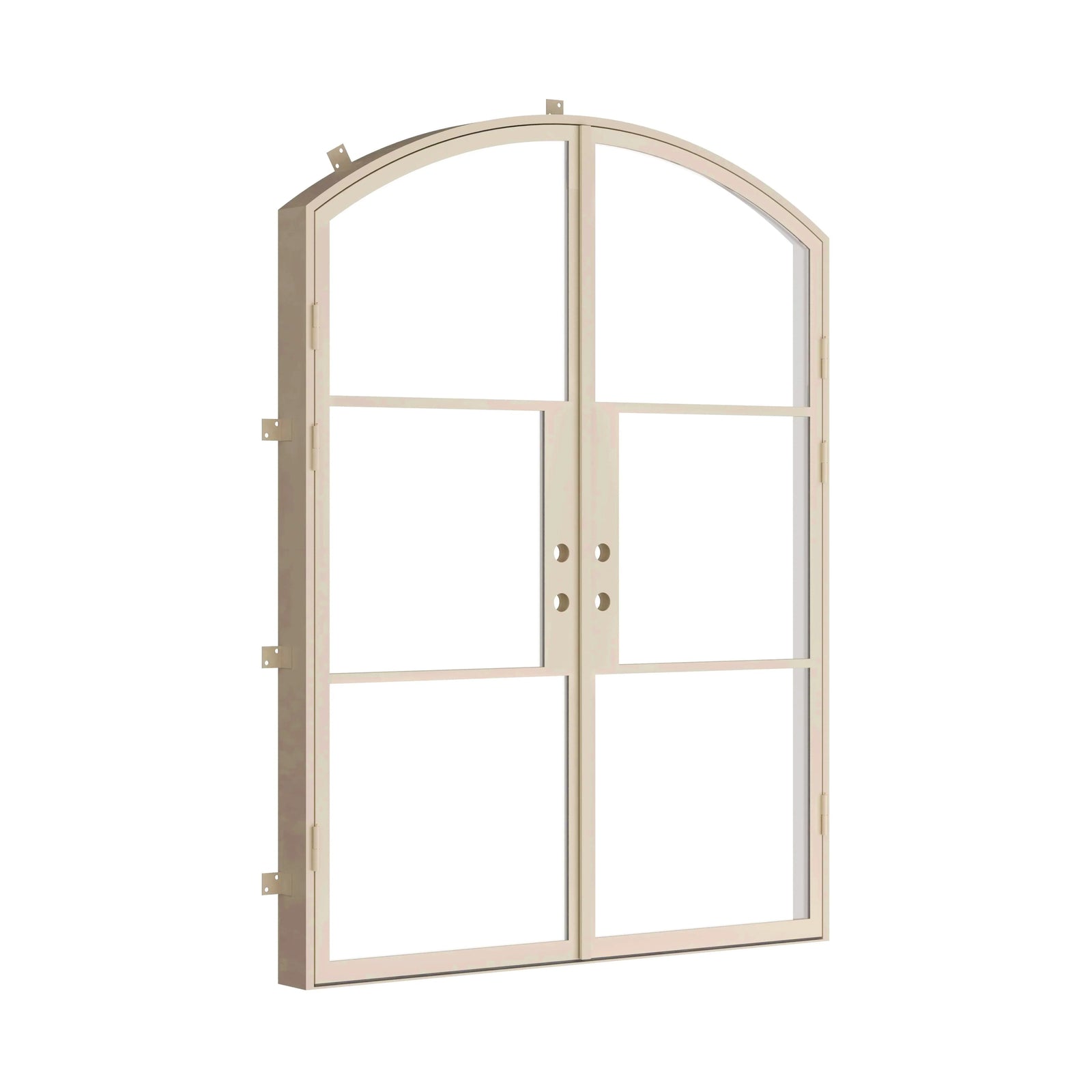 double arch top steel doors in casual khaki