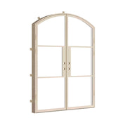 double arch top steel doors in casual khaki