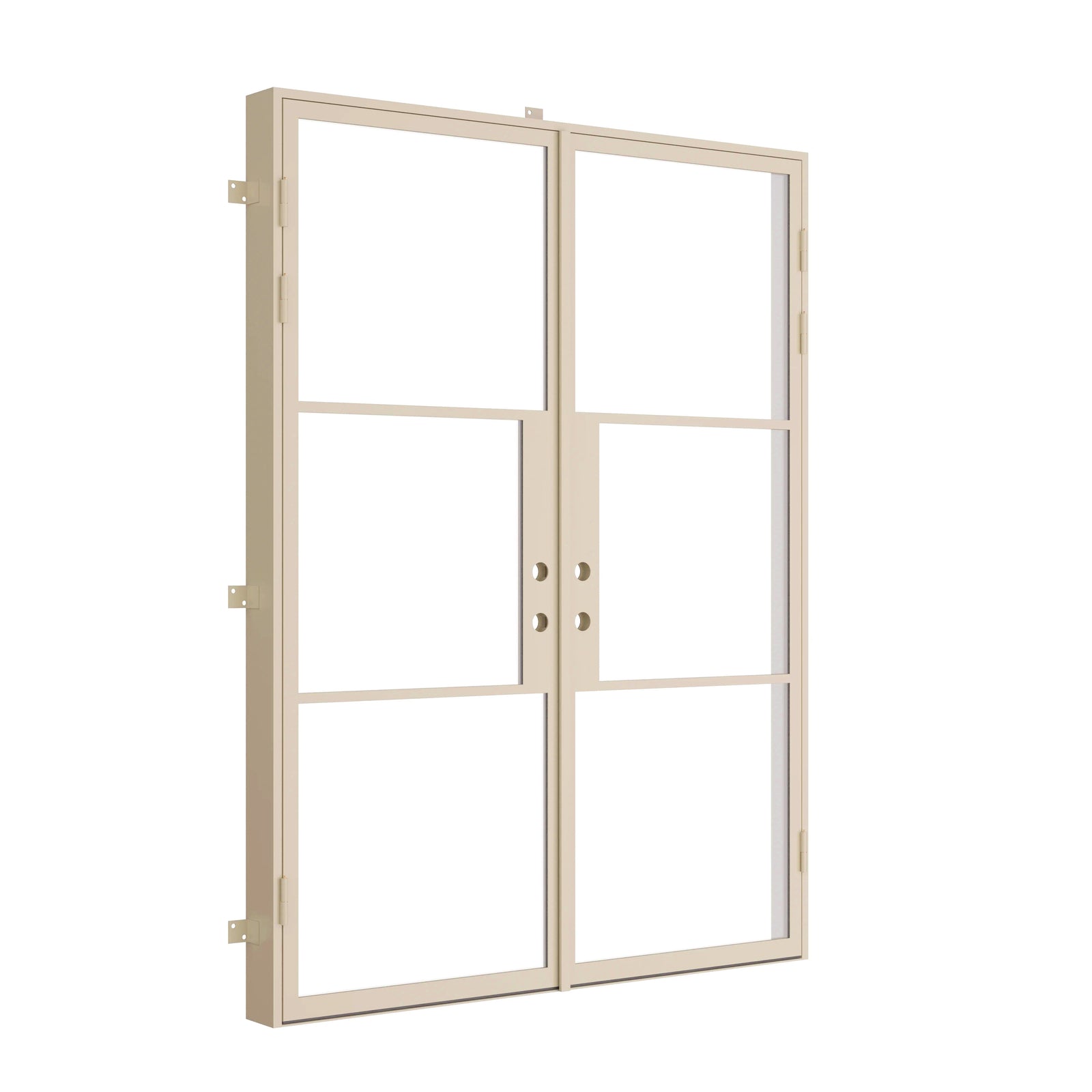 steel double doors with flat top in casual khaki