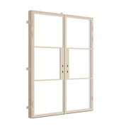 steel double doors with flat top in casual khaki