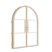 double steel doors in casual khaki with full arch top