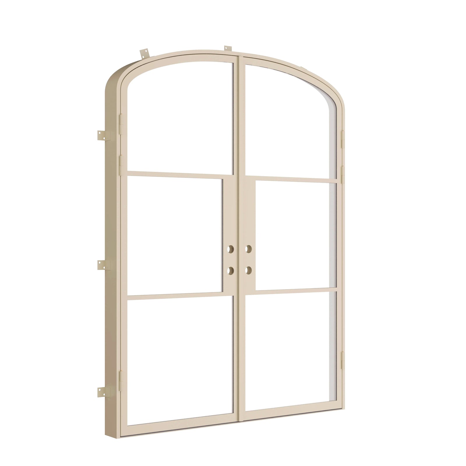 double arch top steel doors in casual khaki, a neutral tone