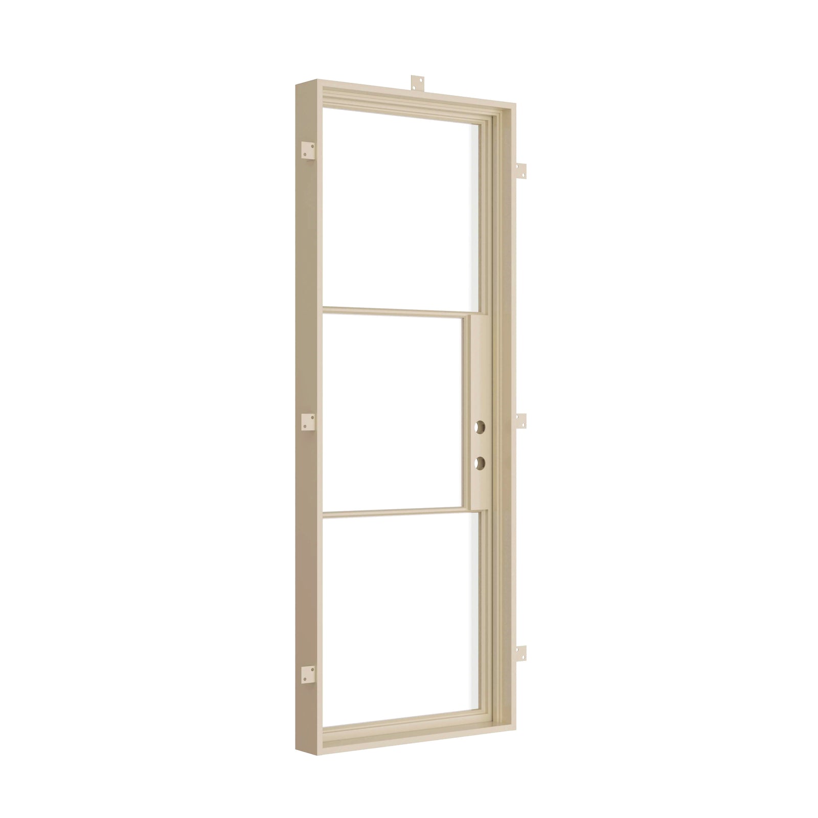 single flat top steel door in warm neutral