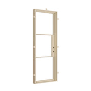 single flat top steel door in warm neutral