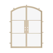 casual khaki-colored double steel arch top doors