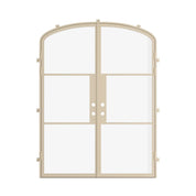 double arch top steel doors in casual khaki, with smooth eyebrow arch